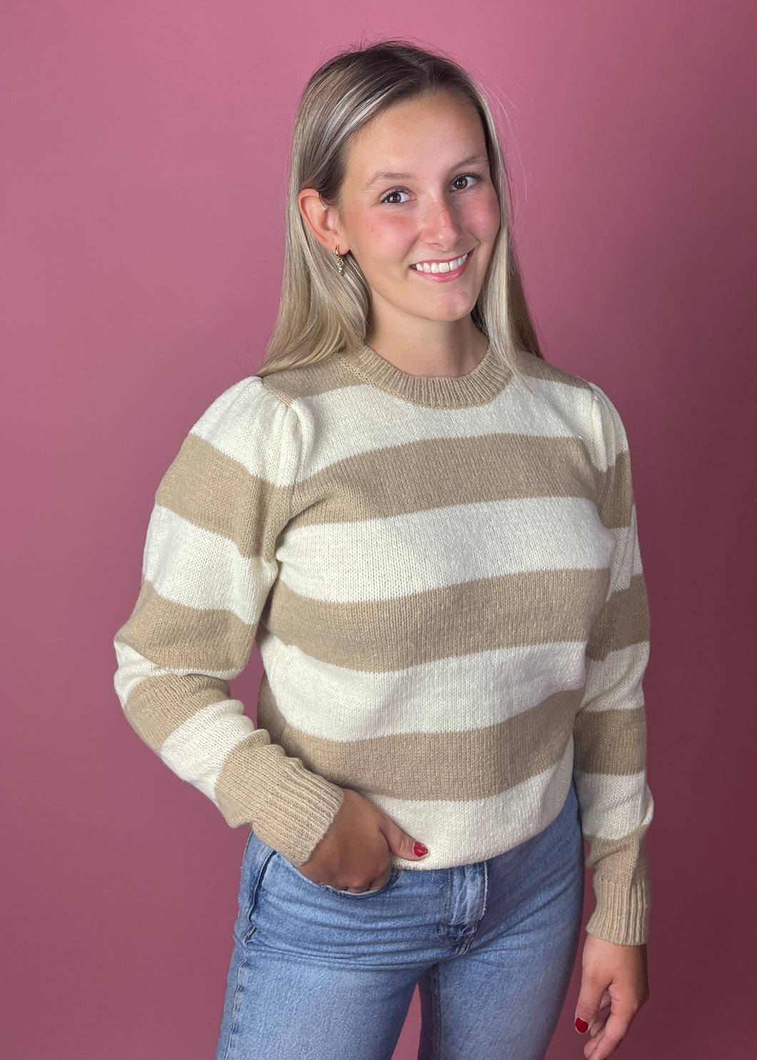 Striped sweater beige